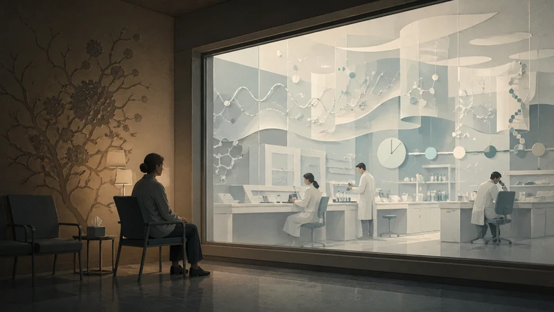 Patient waiting outside a clinical research laboratory